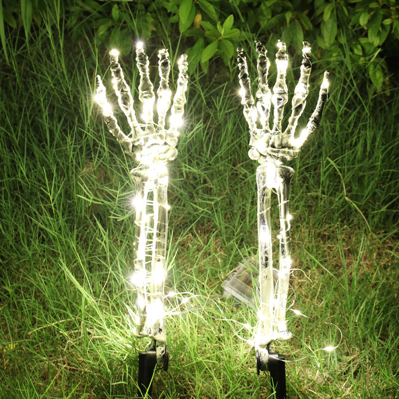 Halloween Decorative Skeleton Hand Halloween Garden Props LED Ghost