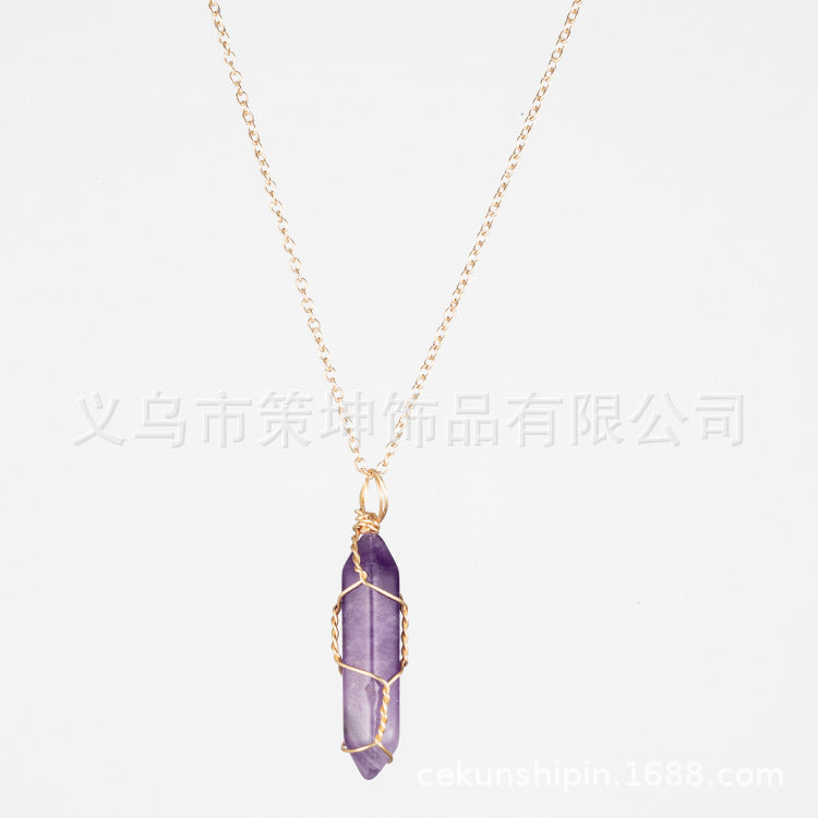Crystal Stone Hand-wound Necklace Crystal Wire-wound