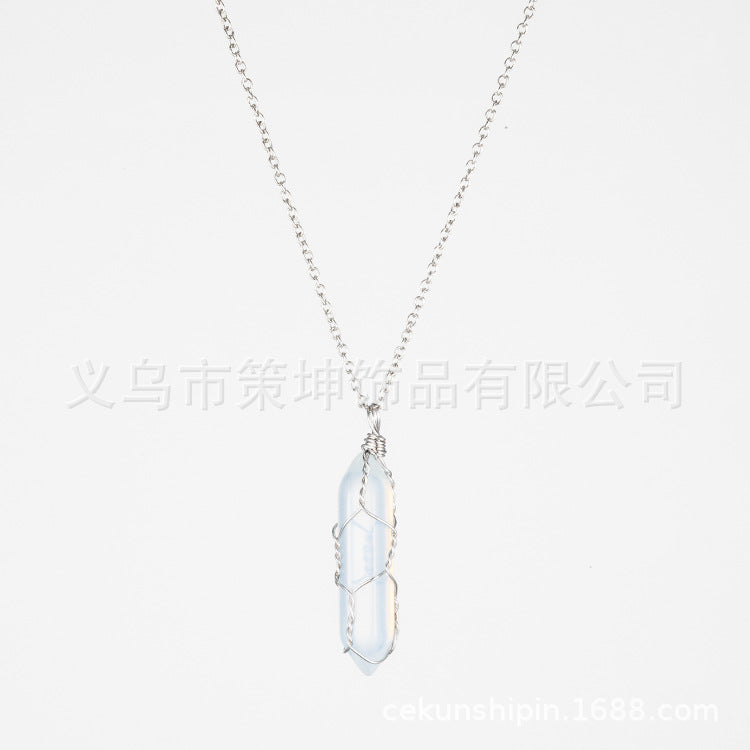 Crystal Stone Hand-wound Necklace Crystal Wire-wound