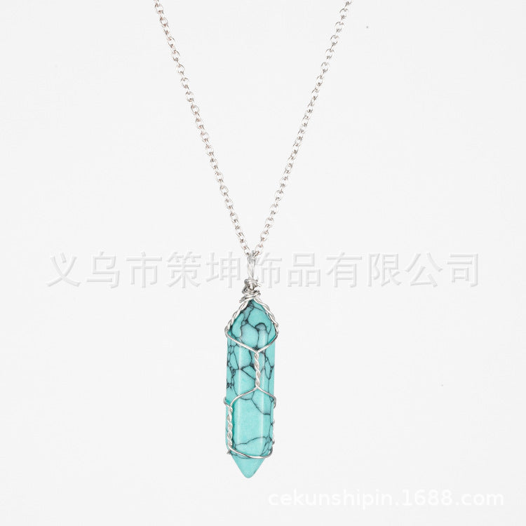 Crystal Stone Hand-wound Necklace Crystal Wire-wound