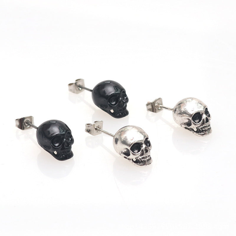 Halloween Jewelry Skull Eardrops Earrings black and white 