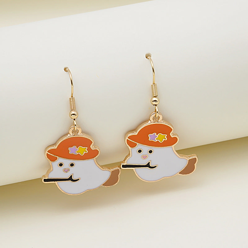 Halloween Earrings Cute Pumpkin Spooky Oil Drip Alloy Earrings Jewelry ghost style 2 picture