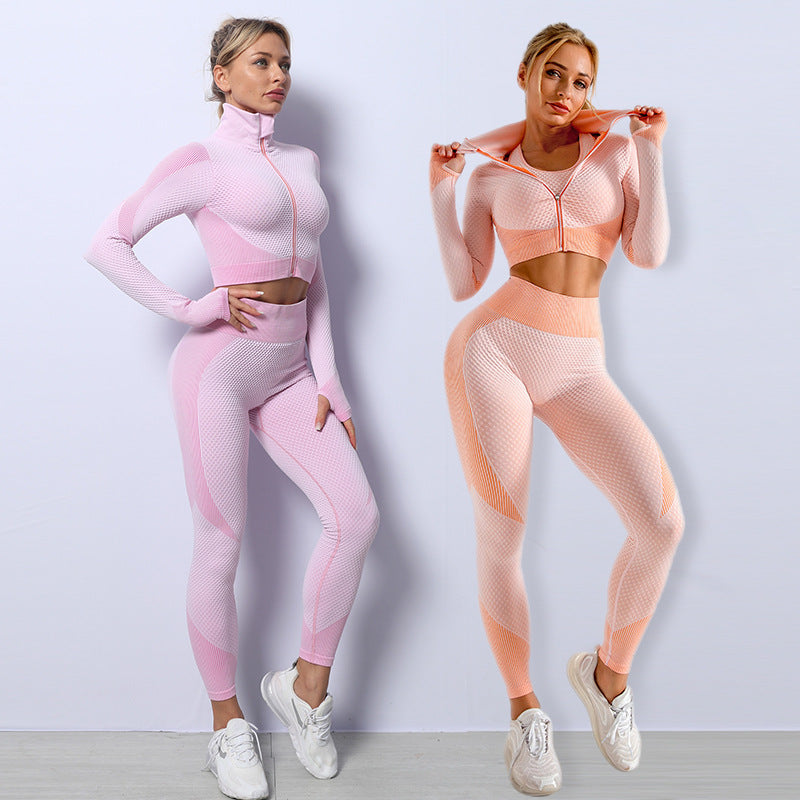 3PCS Yoga Set Seamless Sport Set Women Gym Clothing Leggings Women Crop Top Sports Bra Fitness Gym Set Outfits Tracksuit