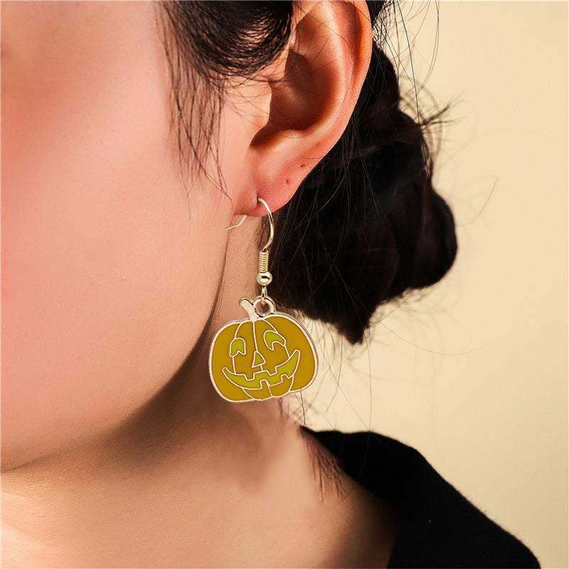 Halloween Earrings Cute Pumpkin Spooky Oil Drip Alloy Earrings Jewelry pumpkin picture
