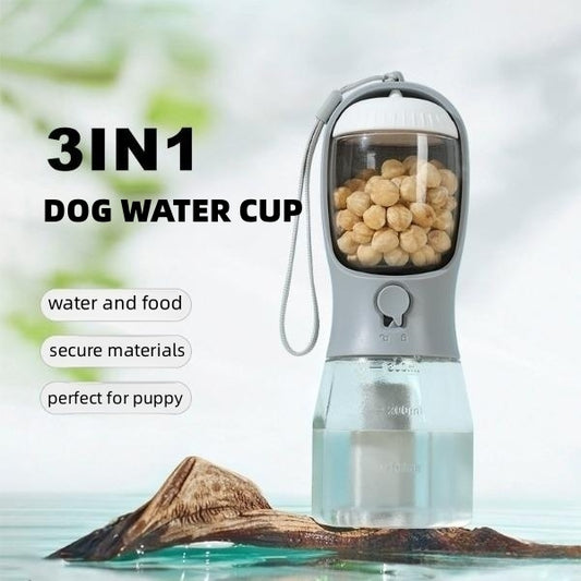 Dog Water Cup Drinking Food Garbage Bag Three-in-one Portable Pet Cups
