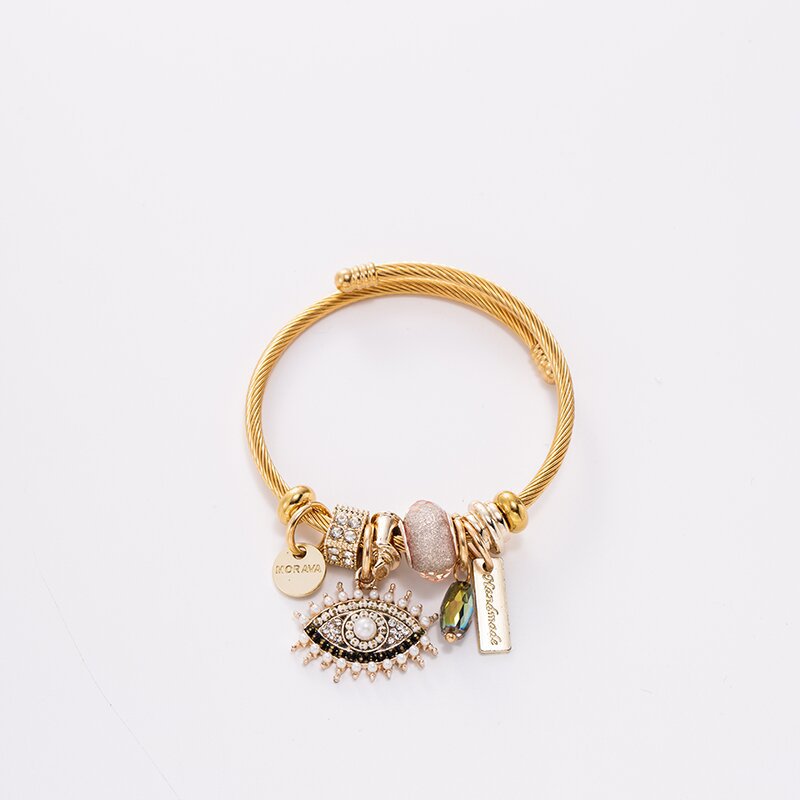 DIY Demon Eye Crystal Stainless Steel Evil Eye Bracelet