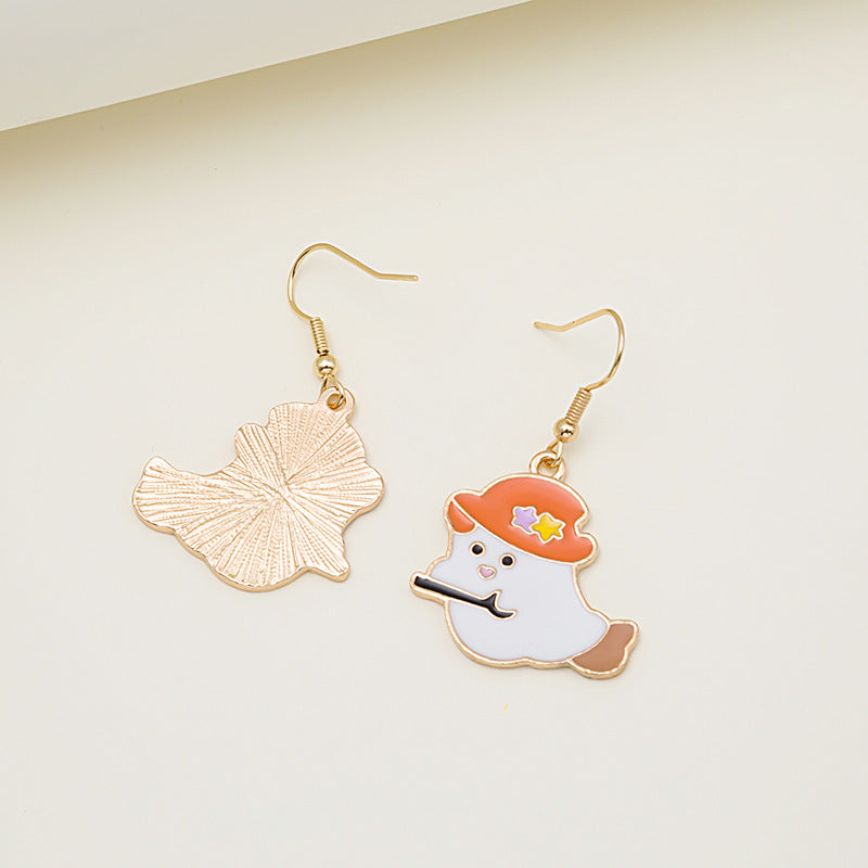 Halloween Earrings Cute Pumpkin Spooky Oil Drip Alloy Earrings Jewelry ghost 