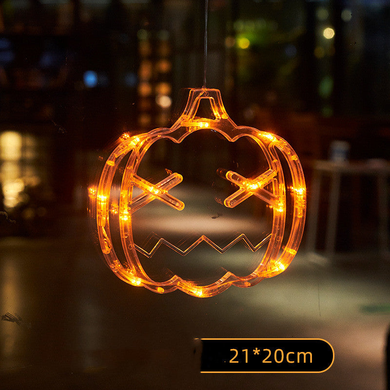 Halloween Window Hanging LED Lights Spider Pumpkin Ghost Horror Holiday Home Decor