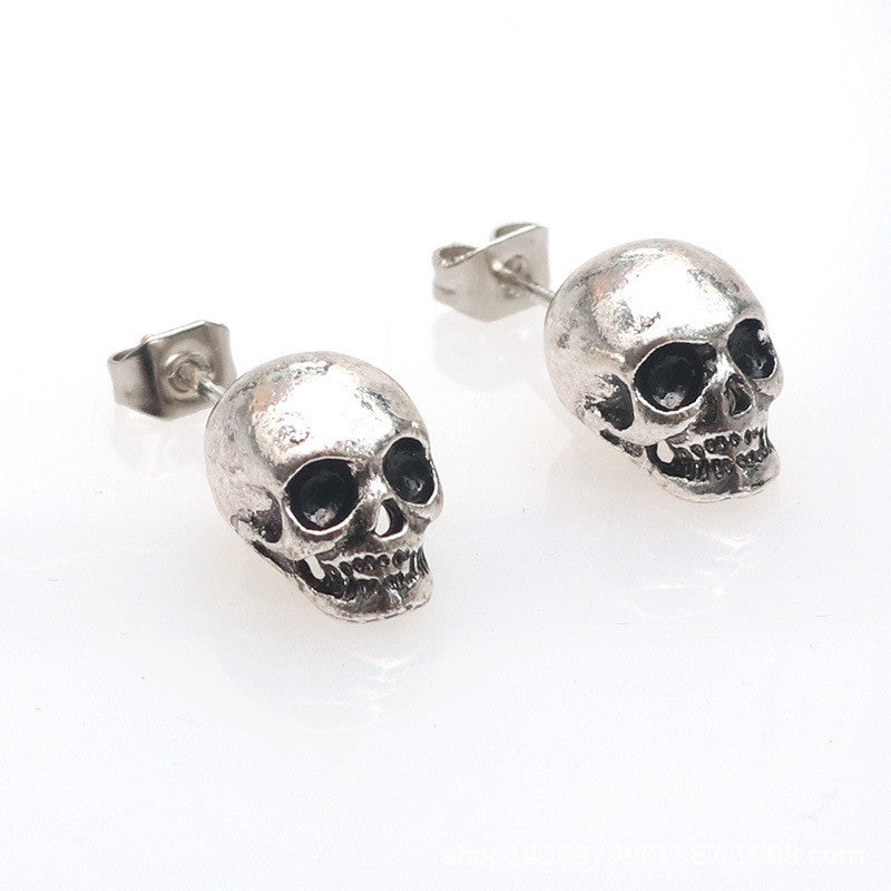 Halloween Jewelry Skull Eardrops Earrings 2 silver