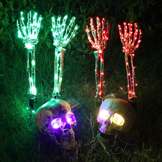 Halloween Decorative Skeleton Hand Halloween Garden Props LED Ghost