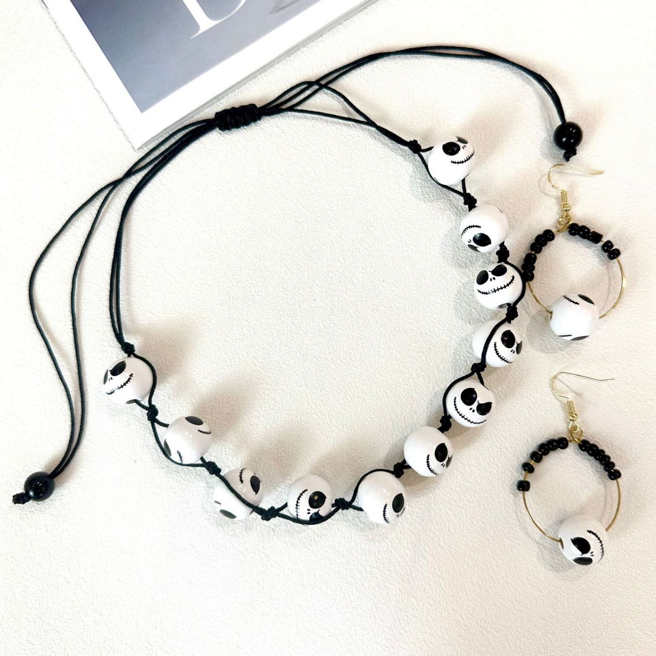 Halloween jewelry bracelet Earrings Necklace Wooden Bead 2