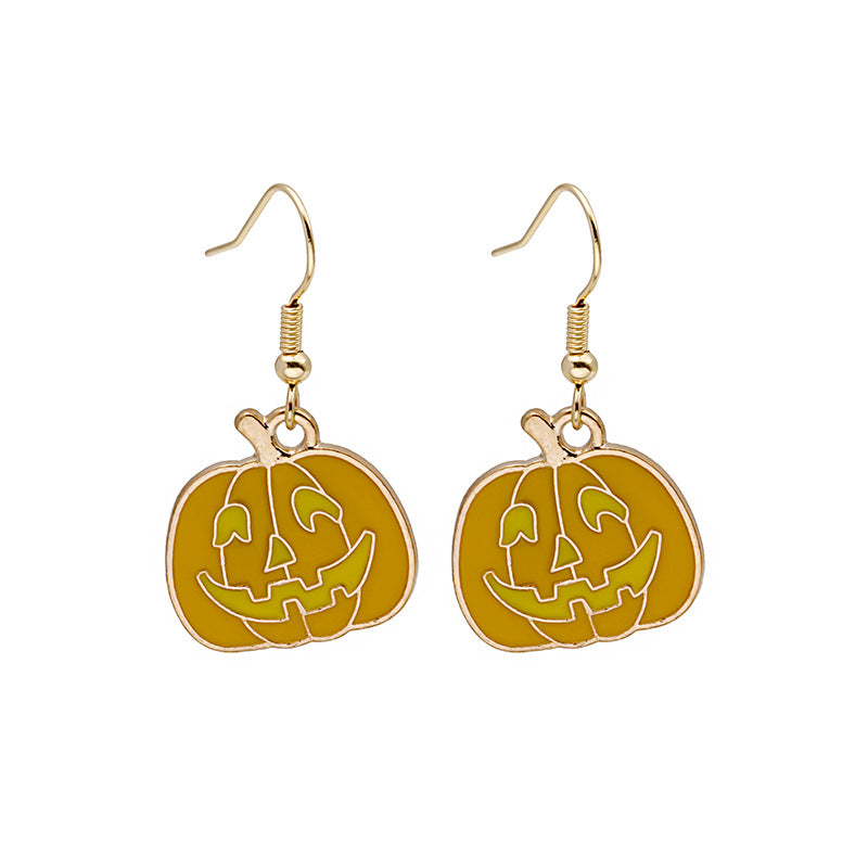 Halloween Earrings Cute Pumpkin front view