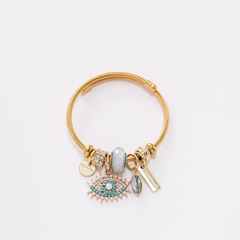 DIY Demon Eye Crystal Stainless Steel Evil Eye Bracelet