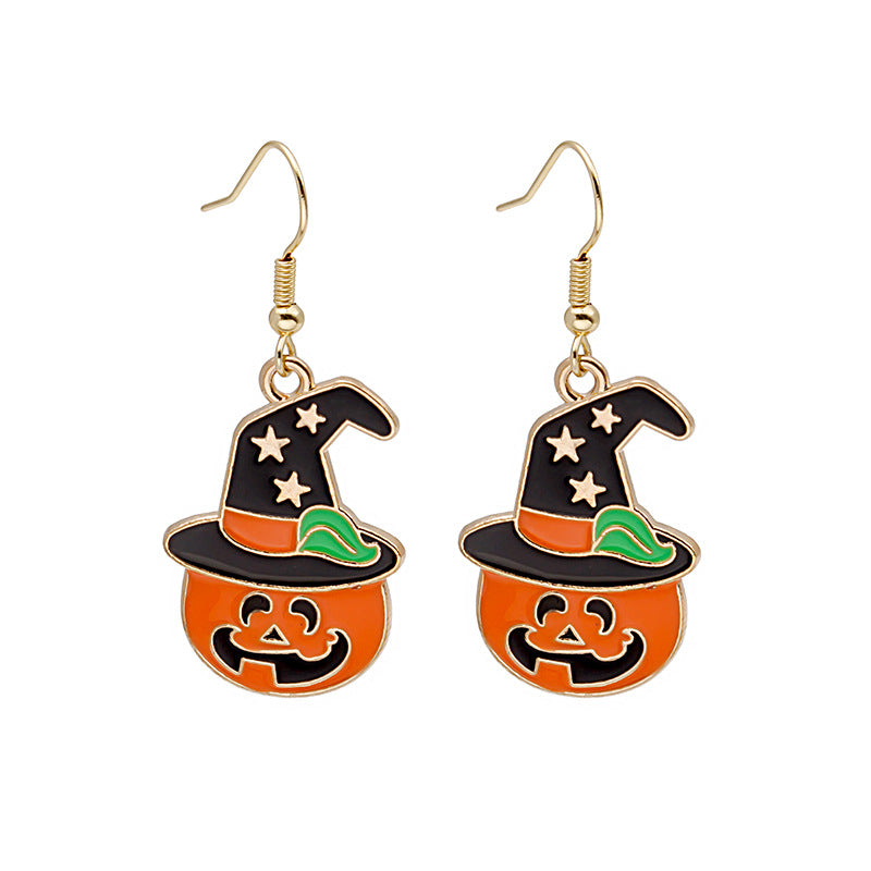 Halloween Earrings Cute Pumpkin hat 2 front view