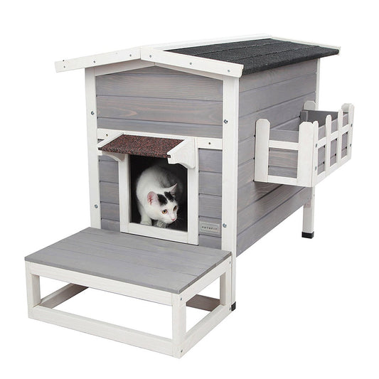 Feral Cat House, Larger Design for 3 Adult Outdoor Cats Weatherproof