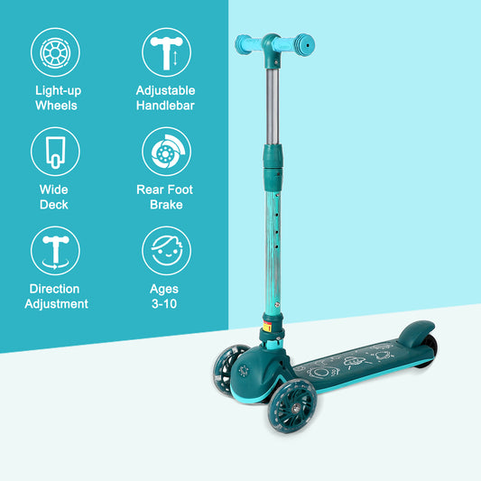 Kick Scooter for Kids, Wheel with Brake, Adjustable Height Handlebar, Lightweight, Aged 3-10