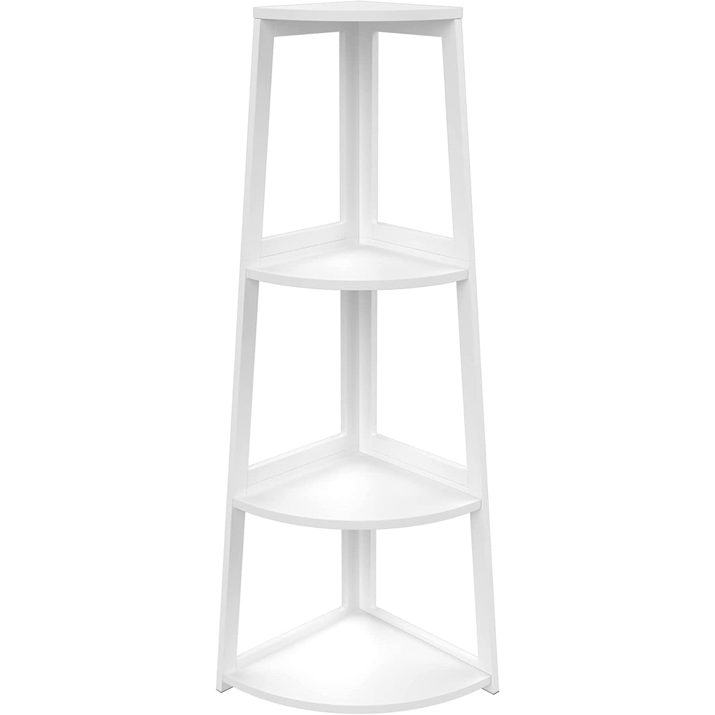 Corner Shelf, 4 Tier Bamboo Bookshelf, Open Ladder,Bedroom, Office, Kitchen, Balcony