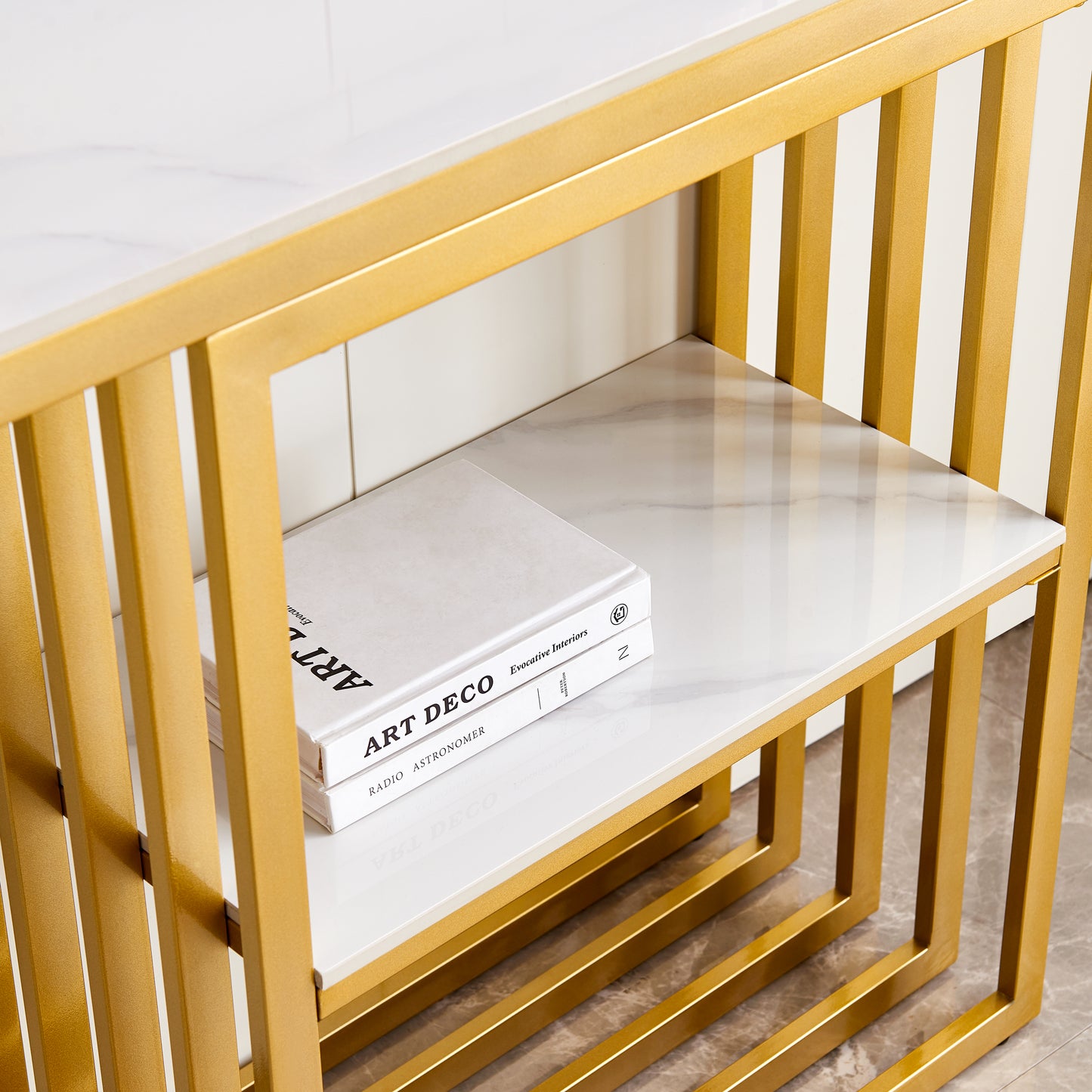 Modern Console Table, Metal Frame with Adjustable foot pads for Entrance, Corridor, Living room Office.(Gold)