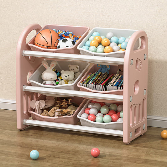 Kids Toy Storage Organizer with 6 Bins, Cabinet Unit with HDPE Shelf for Playroom