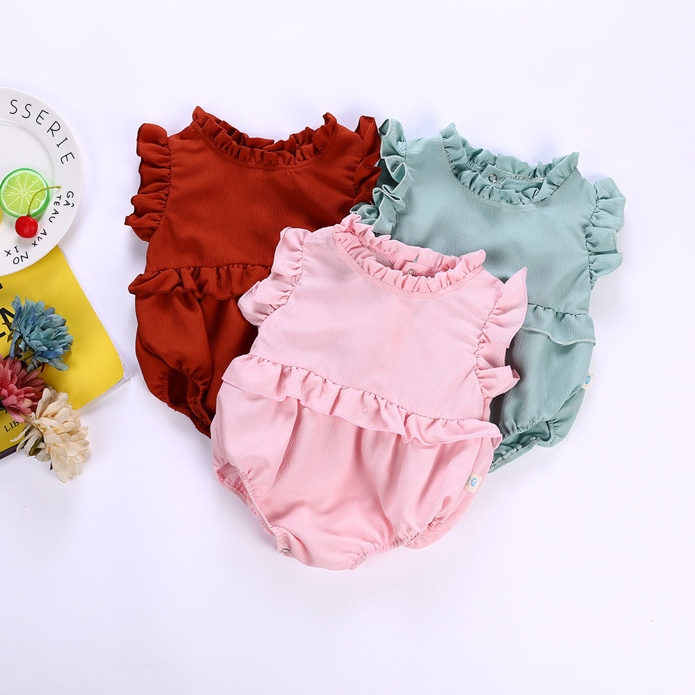 Baby Girl Princess Style Romper Candy Color Fluffy Triangle Summer Kids Clothes