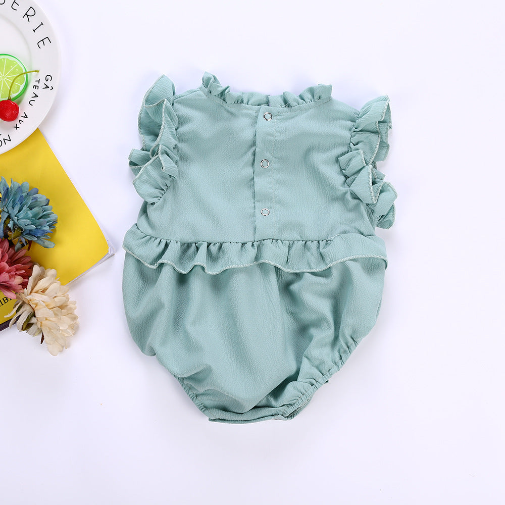 Baby Girl Princess Style Romper Candy Color Fluffy Triangle Summer Kids Clothes