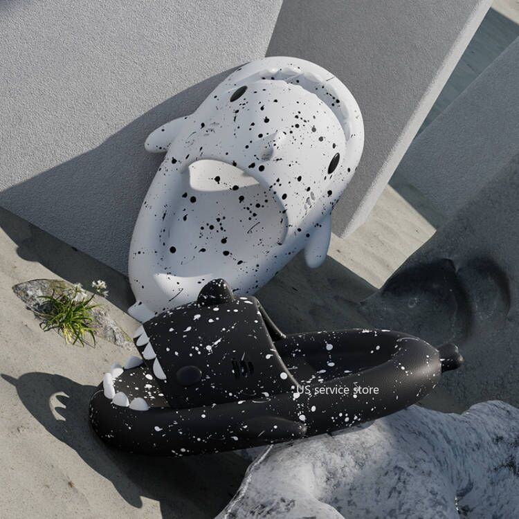 Graffiti Cloudy Shark Slippers Platform Shark Sandal Indoor Bathroom Anti skid Slides Couples Summer Shoes Soft Beach Flops|
