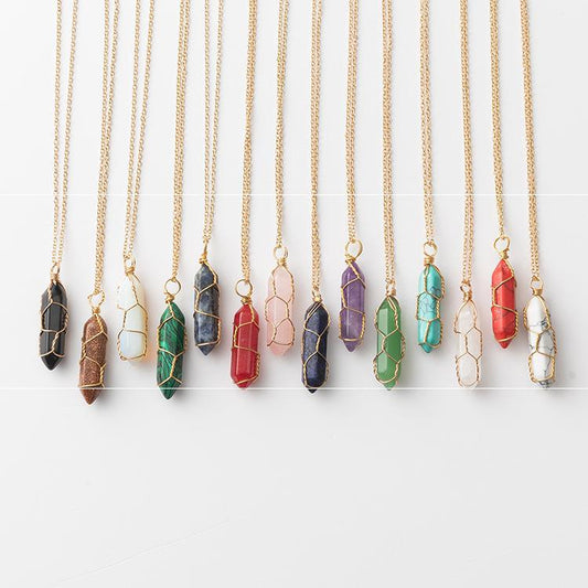 Crystal Stone Hand-wound Necklace Crystal Wire-wound
