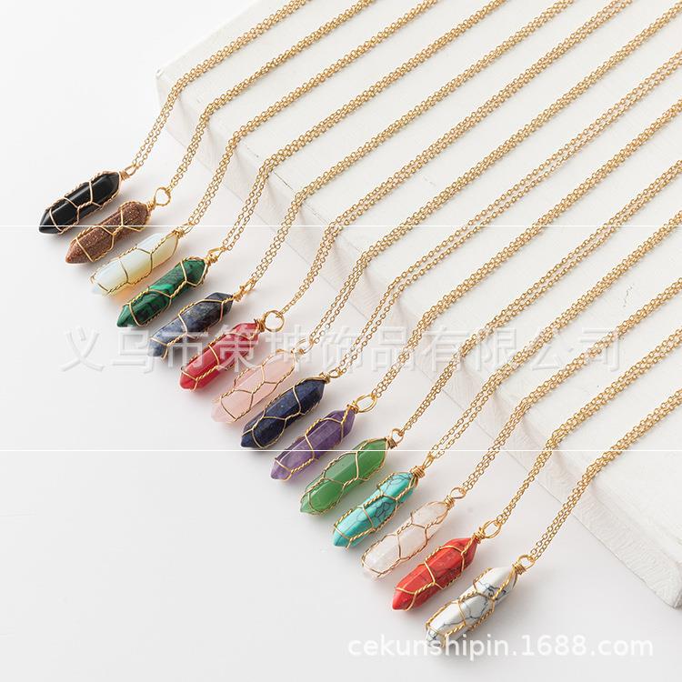 Crystal Stone Hand-wound Necklace Crystal Wire-wound