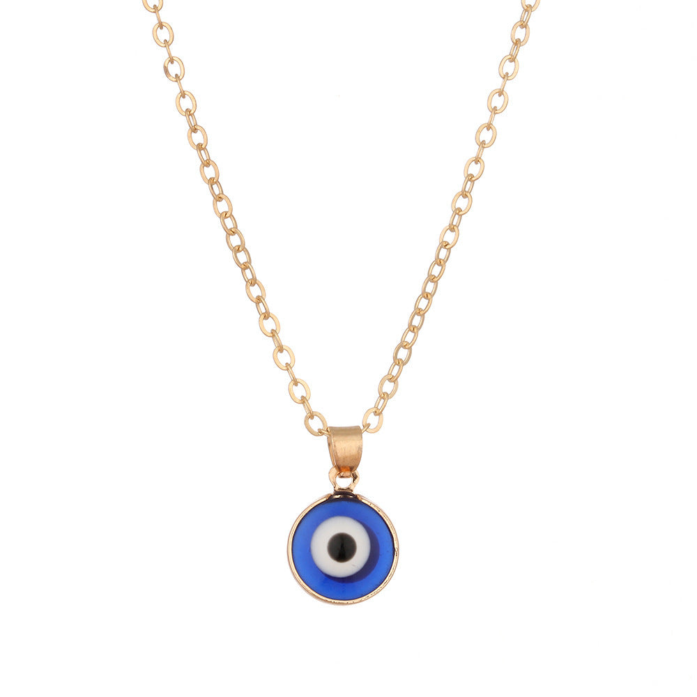 Personality Devil Eye Pendant Necklace Simple Blue Eyes Clavicle Chain