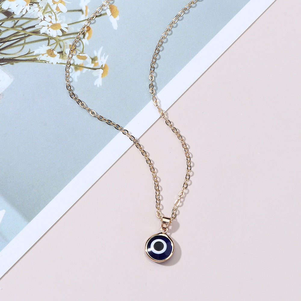 Personality Devil Eye Pendant Necklace Simple Blue Eyes Clavicle Chain