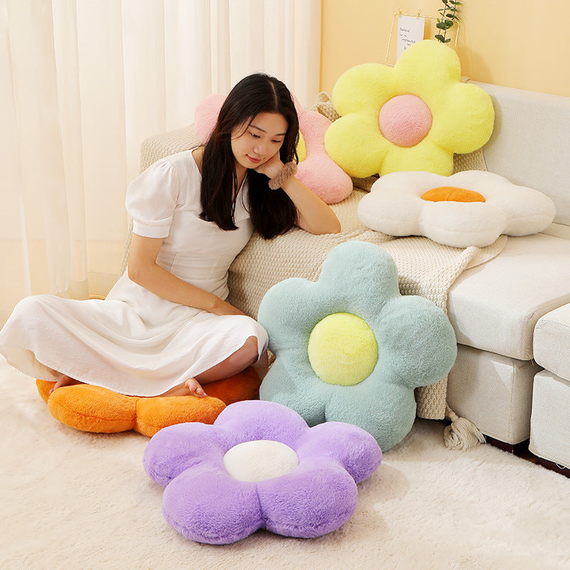 Small Daisy Flower Cushion Plush Pillow Seat Rabbit Velvet Backrest