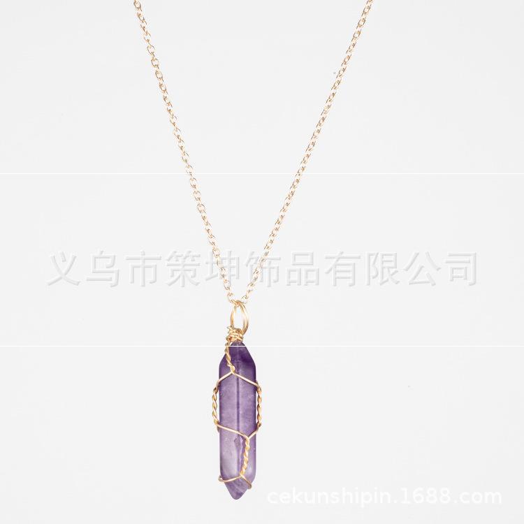 Crystal Stone Hand-wound Necklace Crystal Wire-wound
