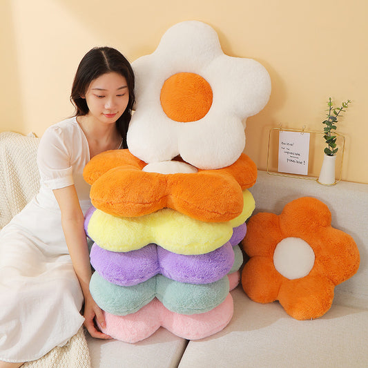 Small Daisy Flower Cushion Plush Pillow Seat Rabbit Velvet Backrest