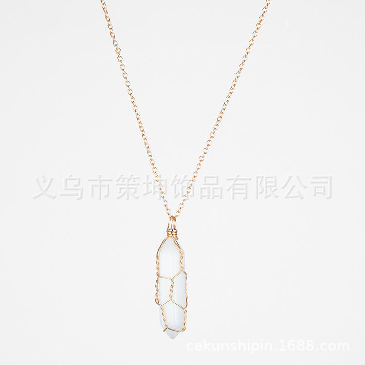 Crystal Stone Hand-wound Necklace Crystal Wire-wound