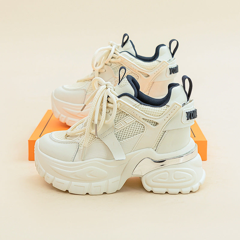 Women's 2023 Spring New Casual Sports  Thick Soled White Shoes