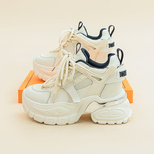 Women's 2023 Spring New Casual Sports  Thick Soled White Shoes