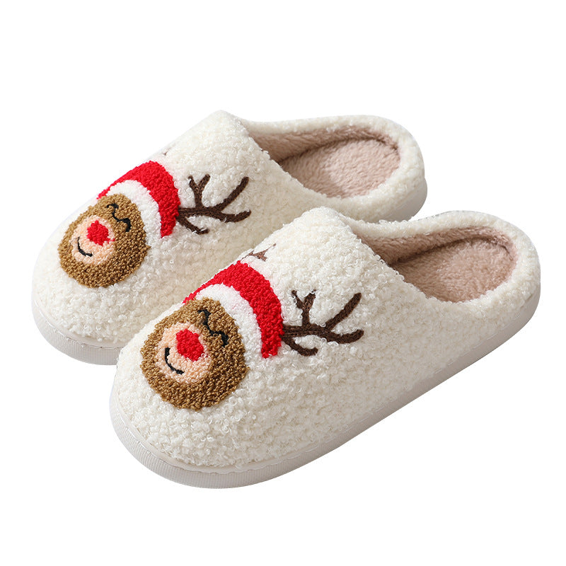 Cute Cartoon Santa Style Winter Cotton Slippers For Men And Women Plush Lightweight House Slippers Slip-on Cozy Indoor Outdoor Slippers