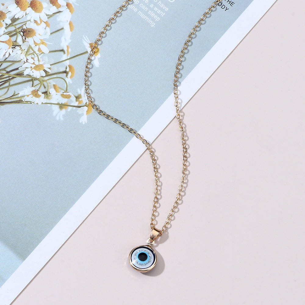 Personality Devil Eye Pendant Necklace Simple Blue Eyes Clavicle Chain