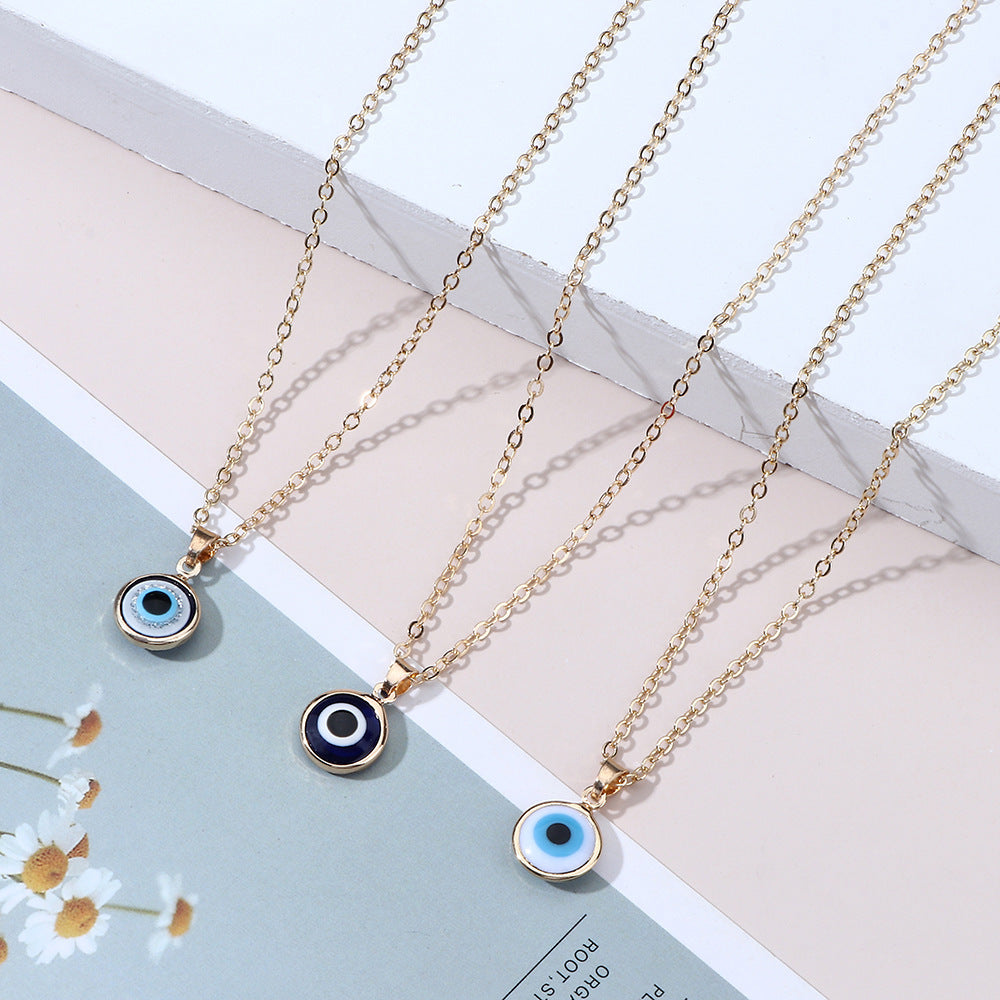 Personality Devil Eye Pendant Necklace Simple Blue Eyes Clavicle Chain