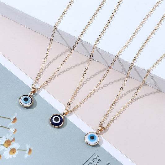 Personality Devil Eye Pendant Necklace Simple Blue Eyes Clavicle Chain